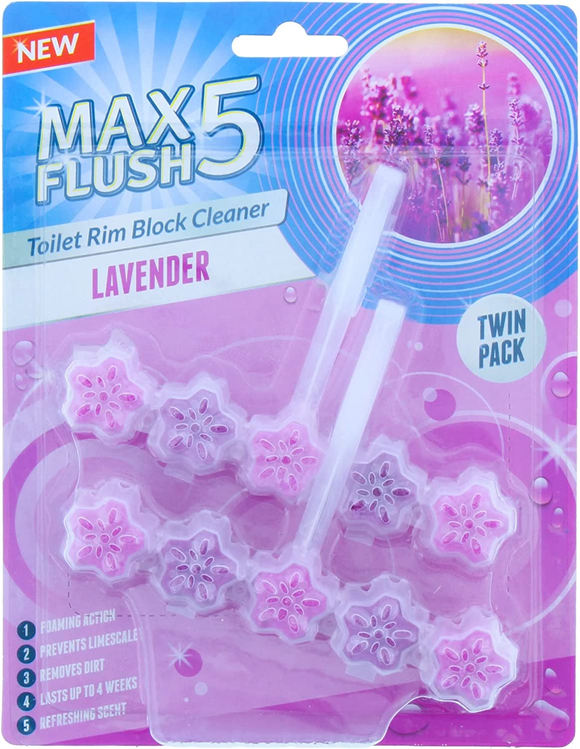 Max Flush Lavender Toilet Rim Block Cleaner Twin Pack | Daily Supplies