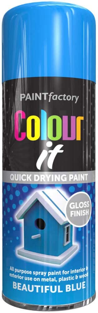 Paint Factory Colour It Quick Drying Spray Blue Gloss Finish 400ml | Daily Supplies