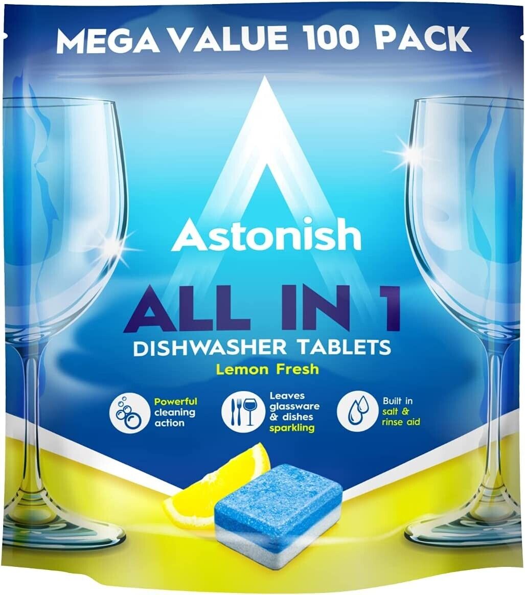 Astonish All in 1 Dishwasher Tablets Lemon Scent 100 Tablets | Daily Supplies