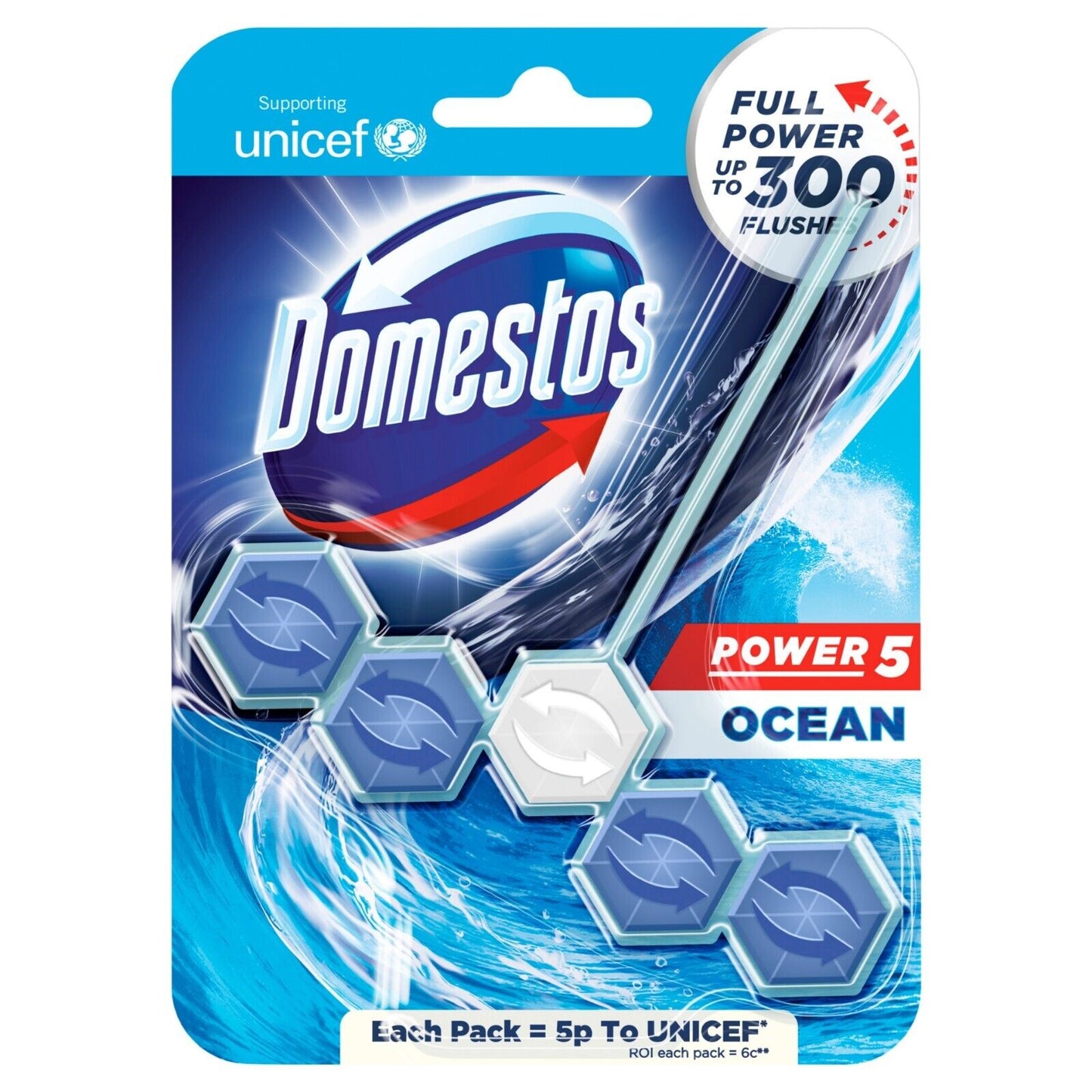 Domestos Power 5 Toilet Rim Blocks Ocean | Daily Supplies