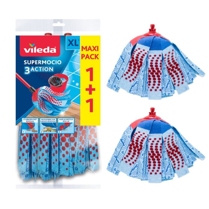 Vileda SuperMocio 3Action XL Mop Refill Twin Pack | Daily Supplies