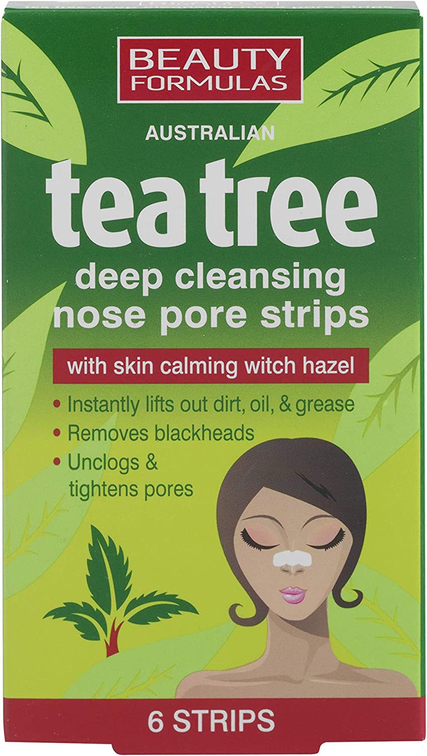 Beauty Formulas Australian tea tree deep cleansing nose pore strips - 6 strips | Daily Supplies