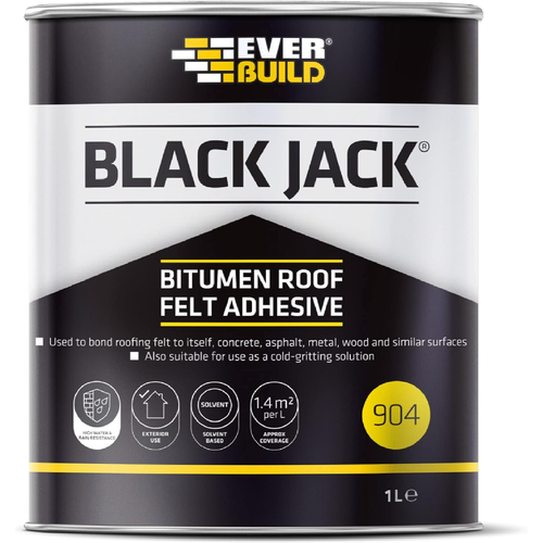 Everbuild Black Jack 904 Roof Felt Adhesive High Strength Black 1 Litre | Daily Supplies