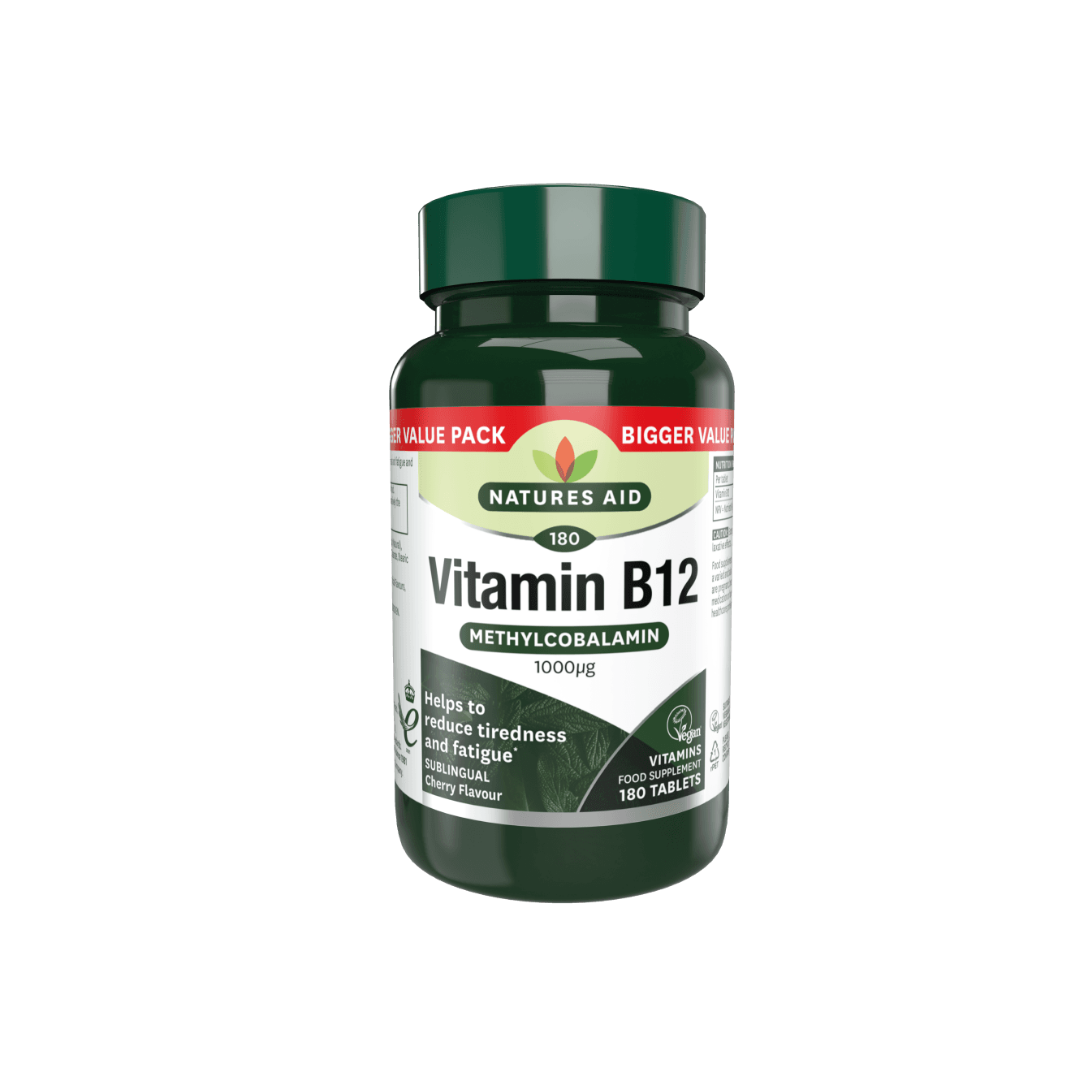Natures Aid Vitamin B12 Sublingual Methylcobalamin 180 Tablets | Daily Supplies