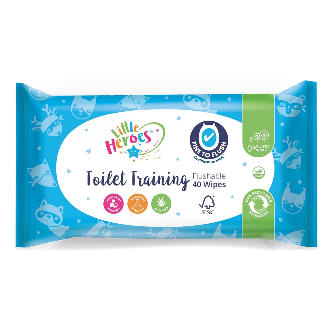 Little Heroes Toilet Training Flushable Baby Wipes 40 Wipes | Daily Supplies