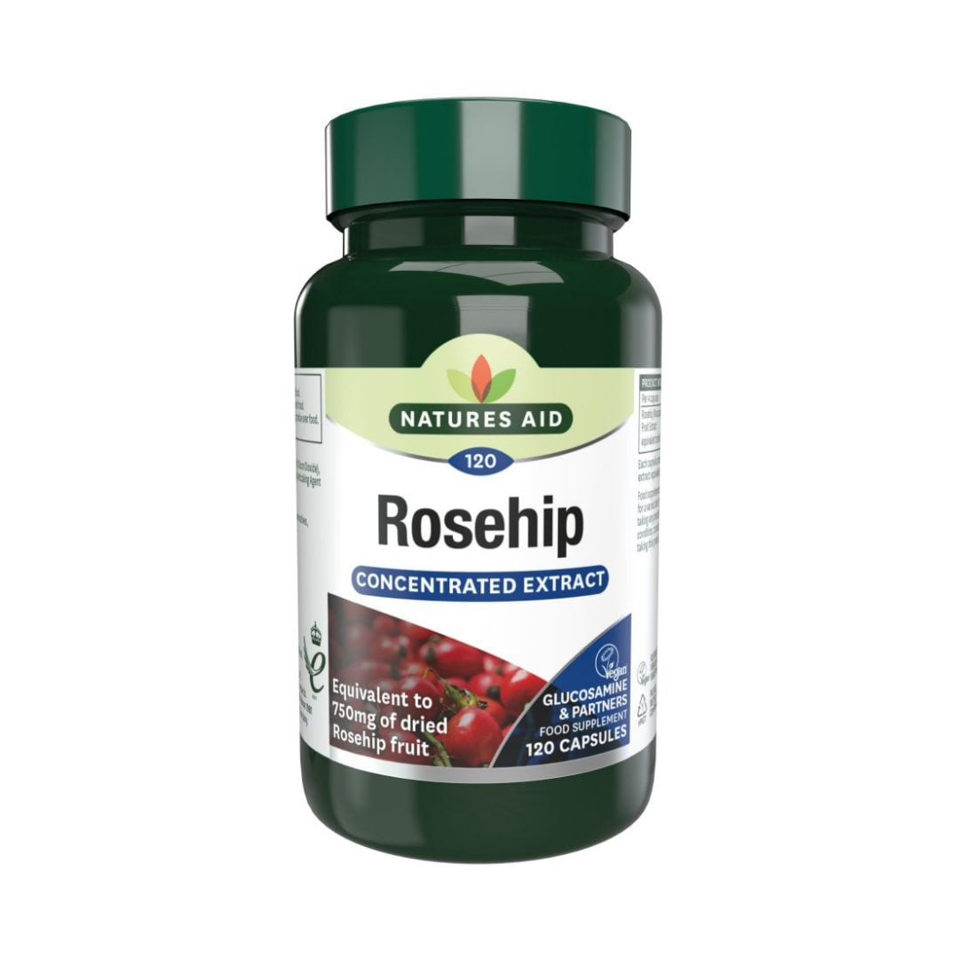 Natures Aid Rosehip concentrated Extract 750mg 120 Capsules | Daily Supplies