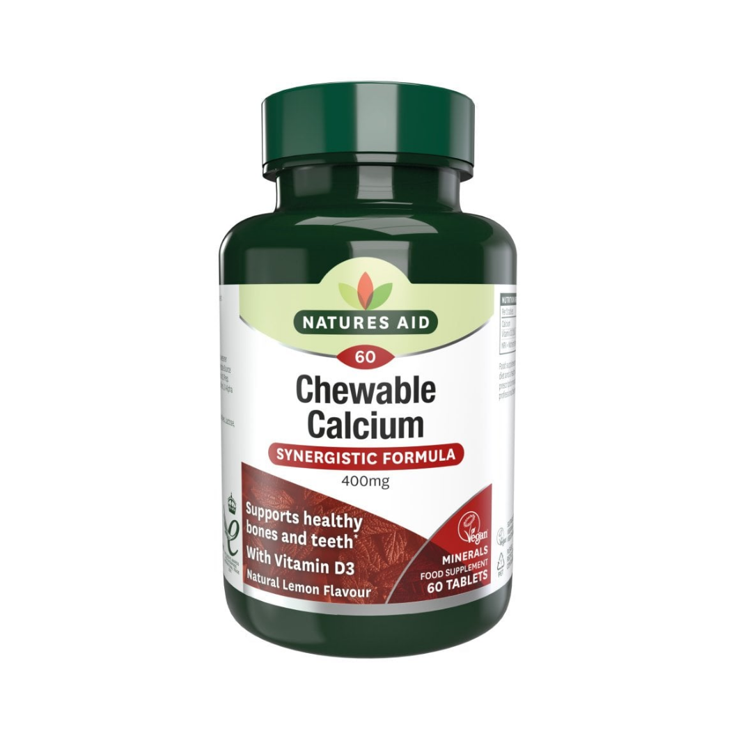 Natures Aid Chewable Calcium 400 mg with Vitamin D3 60 Tablets | Daily Supplies