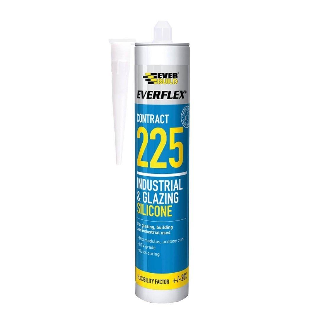 Everbuild 225 Glazing Silicone Transparent Industrial Use 295ML | Daily Supplies