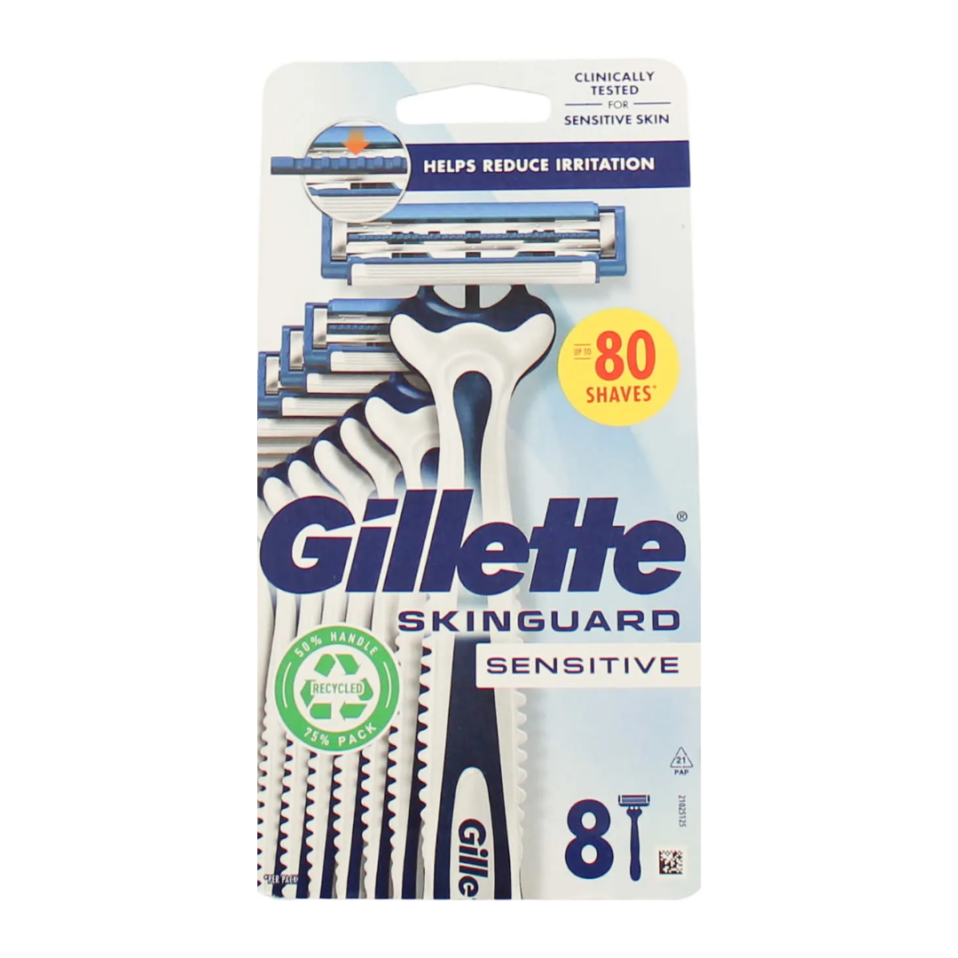 Gillette SkinGuard Razors Sensitive Skin 8 Count Upto 80 Shaves | Daily Supplies