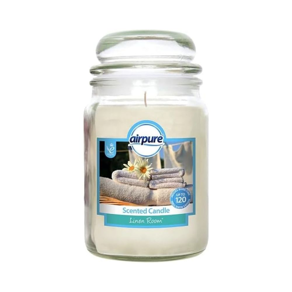 Airpure Scented Candle Jar Linen Room Up to 120 Hours 18 oz | Daily Supplies