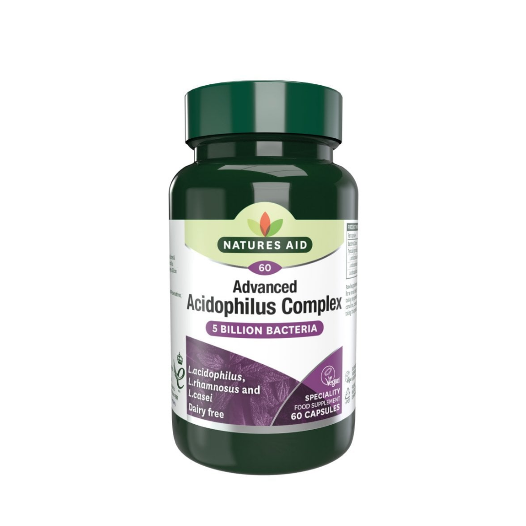 Natures Aid Advanced Acidophilus Complex Vegan 60 Capsules | Daily Supplies