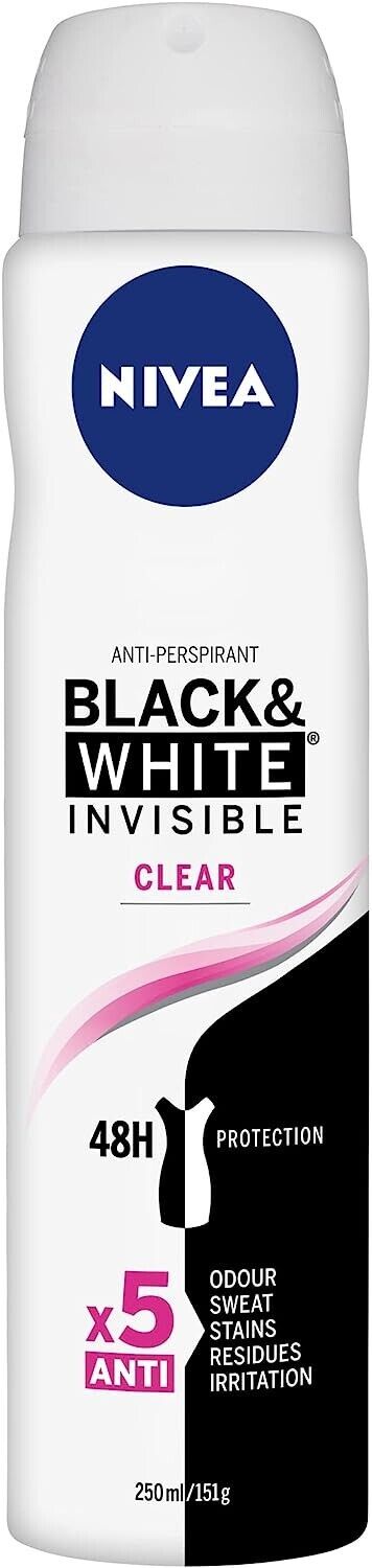 Nivea Women's Anti-Perspirant Invisible for Black and White 250ml | Daily Supplies