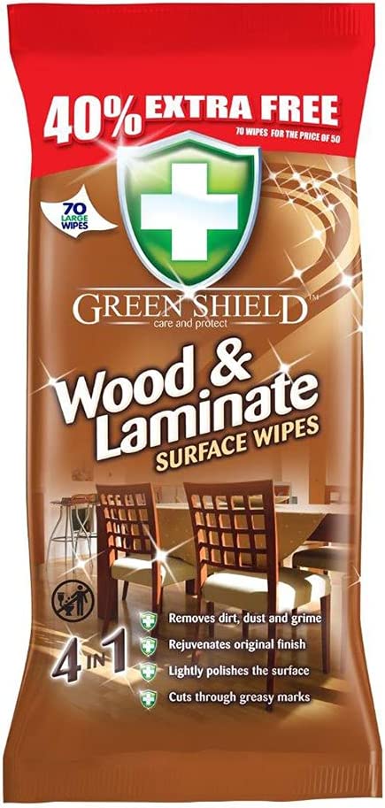 Greenshield 4 In 1 Wood & Laminate Surface Wipes 70 Wipes | Daily Supplies