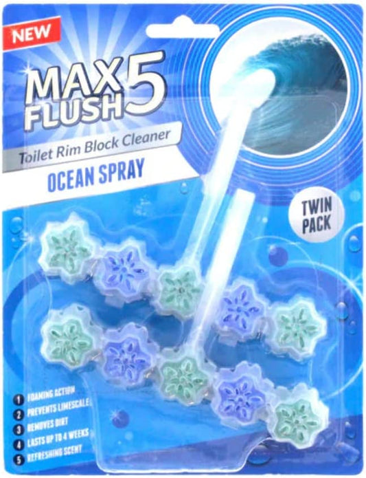 Max Flush 5 Ocean Spray Toilet Rim Block Cleaner Twin Pack | Daily Supplies