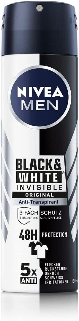 Nivea Men Invisible Black & White Antiperspirant 150ml | Daily Supplies