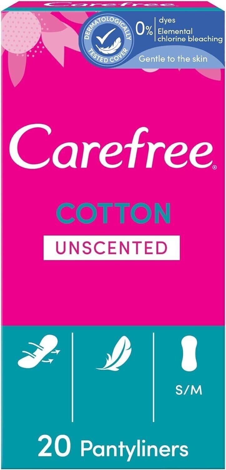 Carefree Cotton Pantyliners Unscented 20 Pack | Daily Supplies