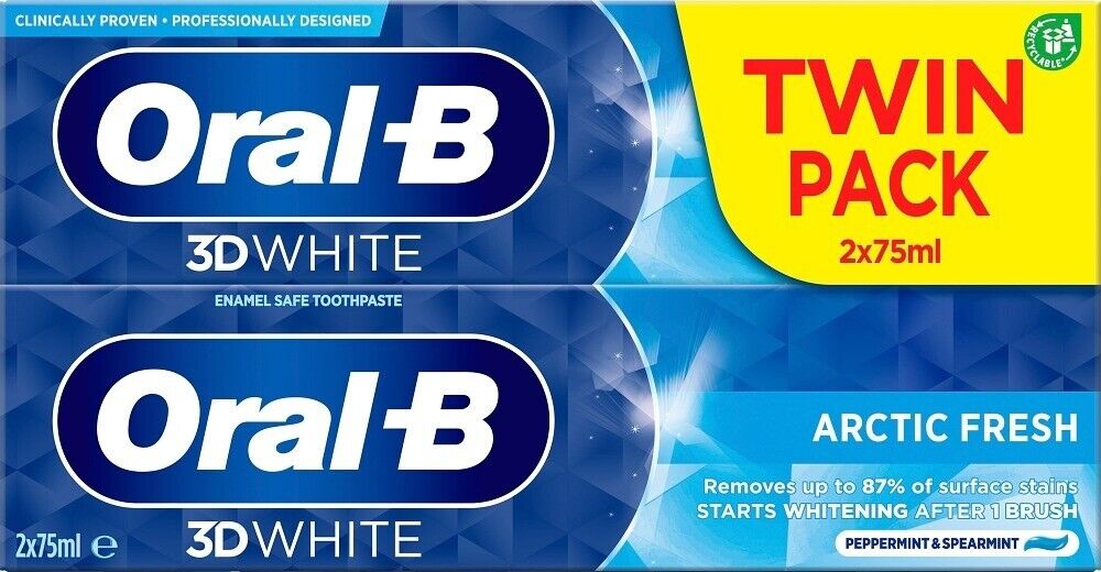 Oral-B Tooth Paste 3D White Arctic Fresh Twin Pack Twin Pack 75ml | Daily Supplies