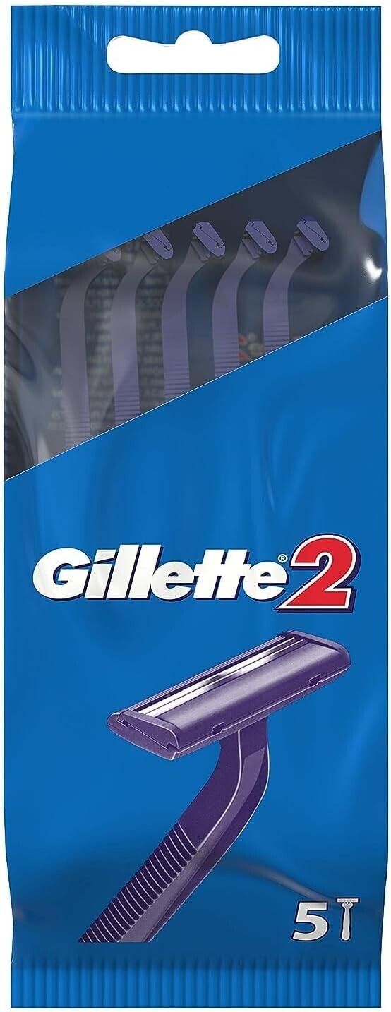 Gillette 2 Disposable Razor For Men 5 Units | Daily Supplies