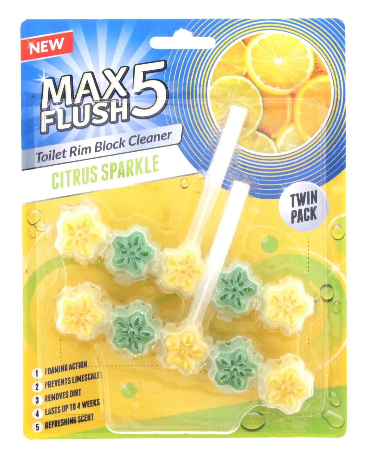 Max Flush Citrus Sparkle Toilet Rim Block Cleaner Twin Pack | Daily Supplies