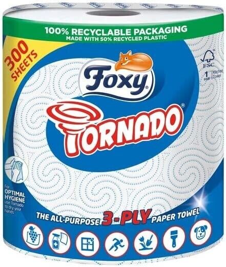 Foxy Tornado Kitchen Roll 3ply 300 Sheet | Daily Supplies