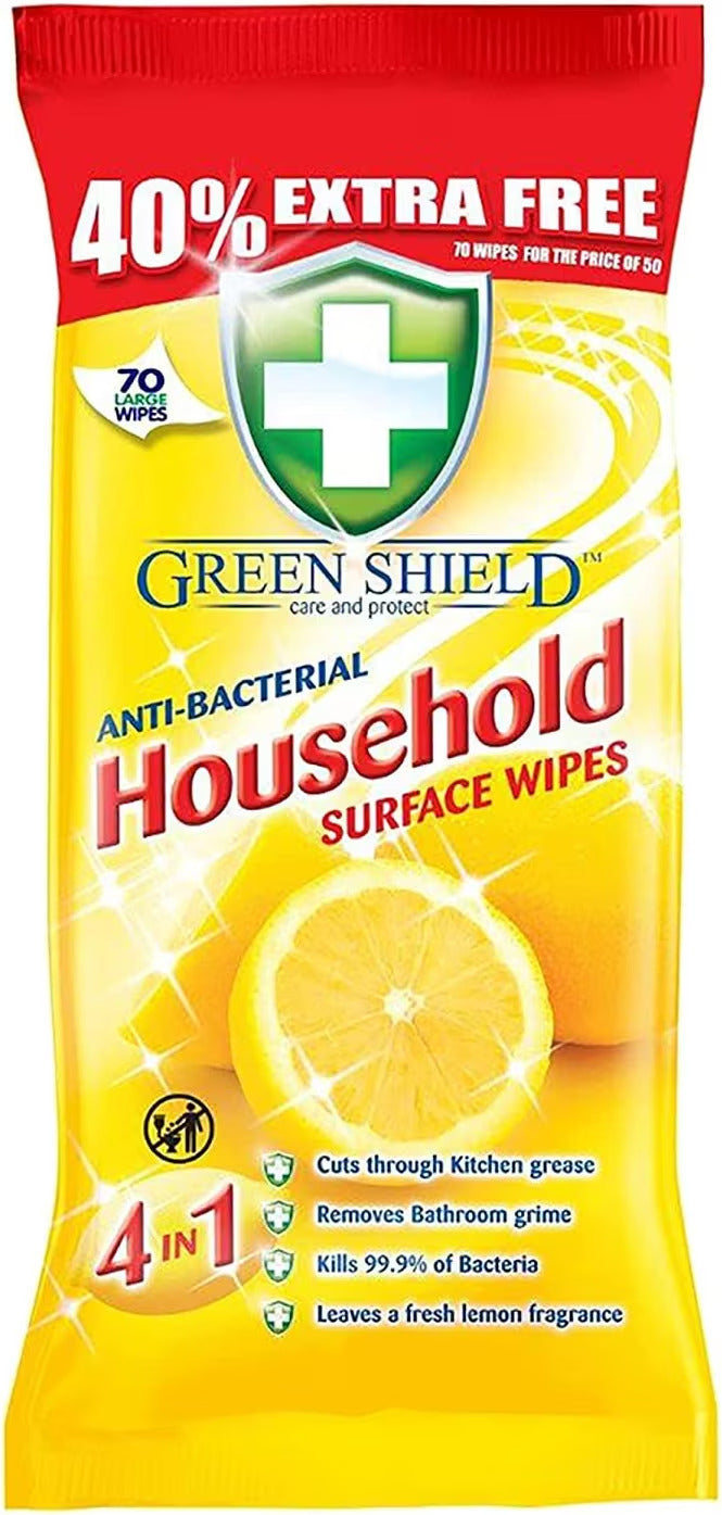 Greenshield Anti Bacterial Household Surface Wipes 70Wipes | Daily Supplies