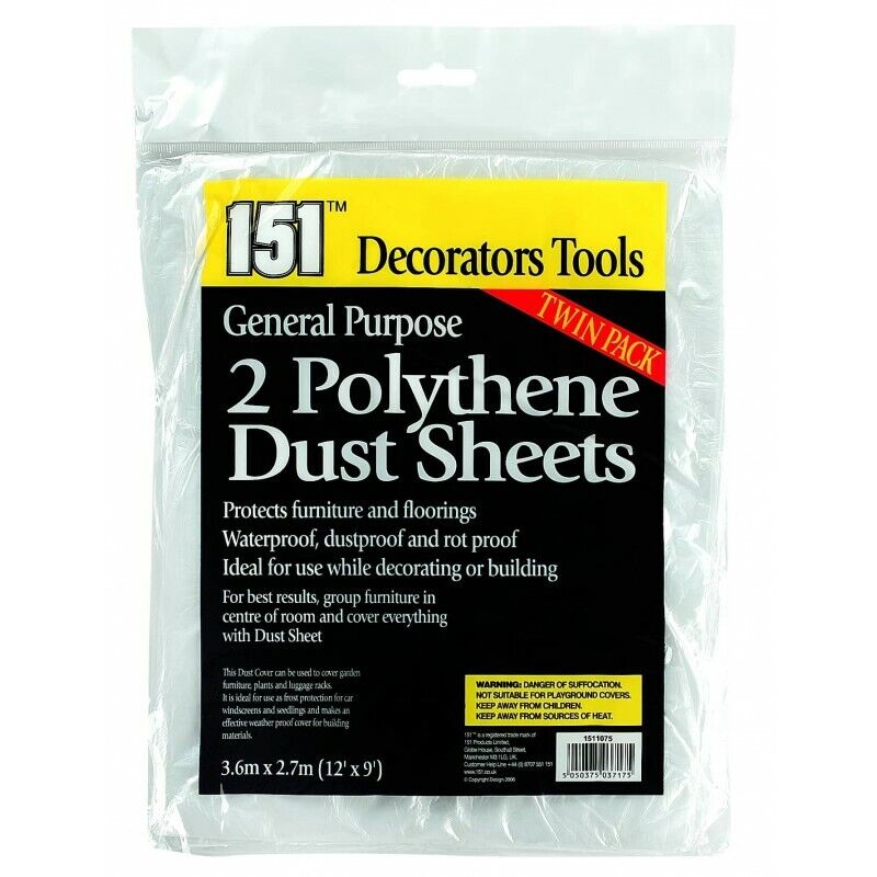 151 General Purpose 2 Polythene Dust Sheets 3.6m x 2.7m | Daily Supplies