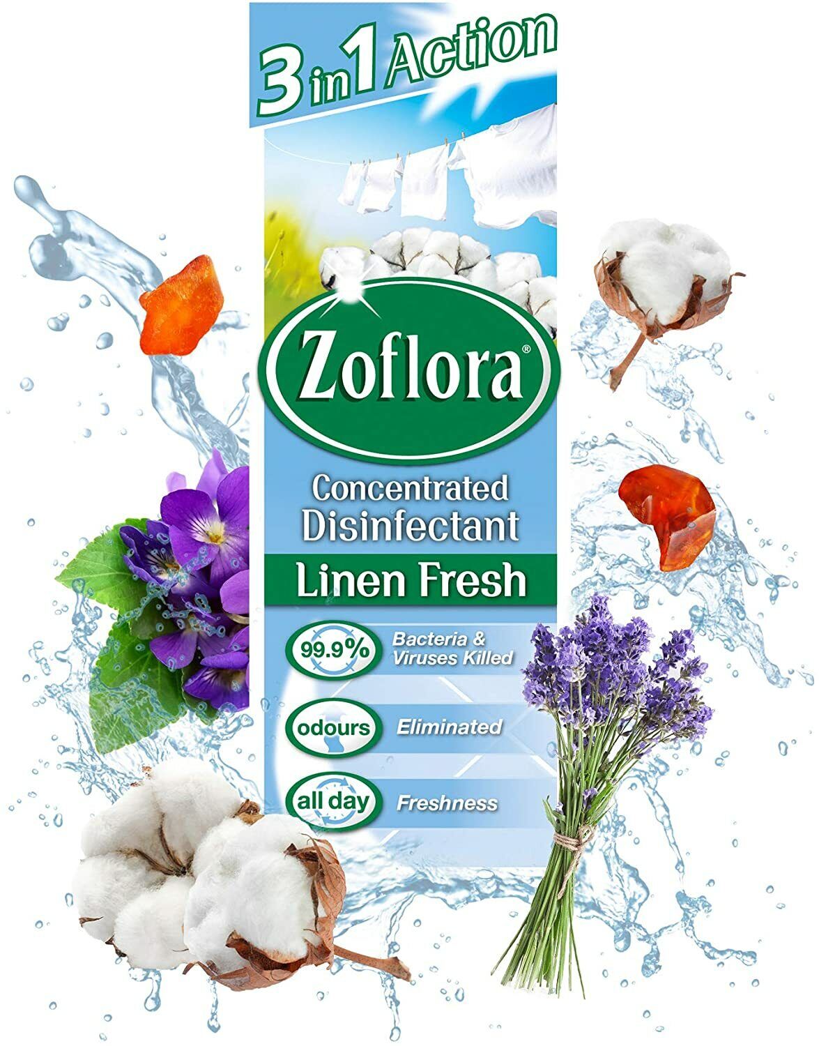 Zoflora 3in1 Action Concentrated Disinfectant Linen Fresh 500ml | Daily Supplies
