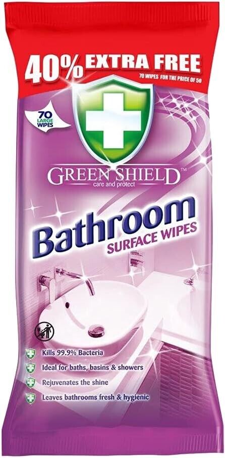 Greenshield Bathroom Surface Wipes 70 Wipes | Daily Supplies