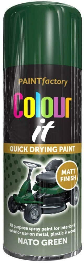 Paint Factory Colour It Quick Drying Spray Paint Nato Green Matt Finish 400ml | Daily Supplies