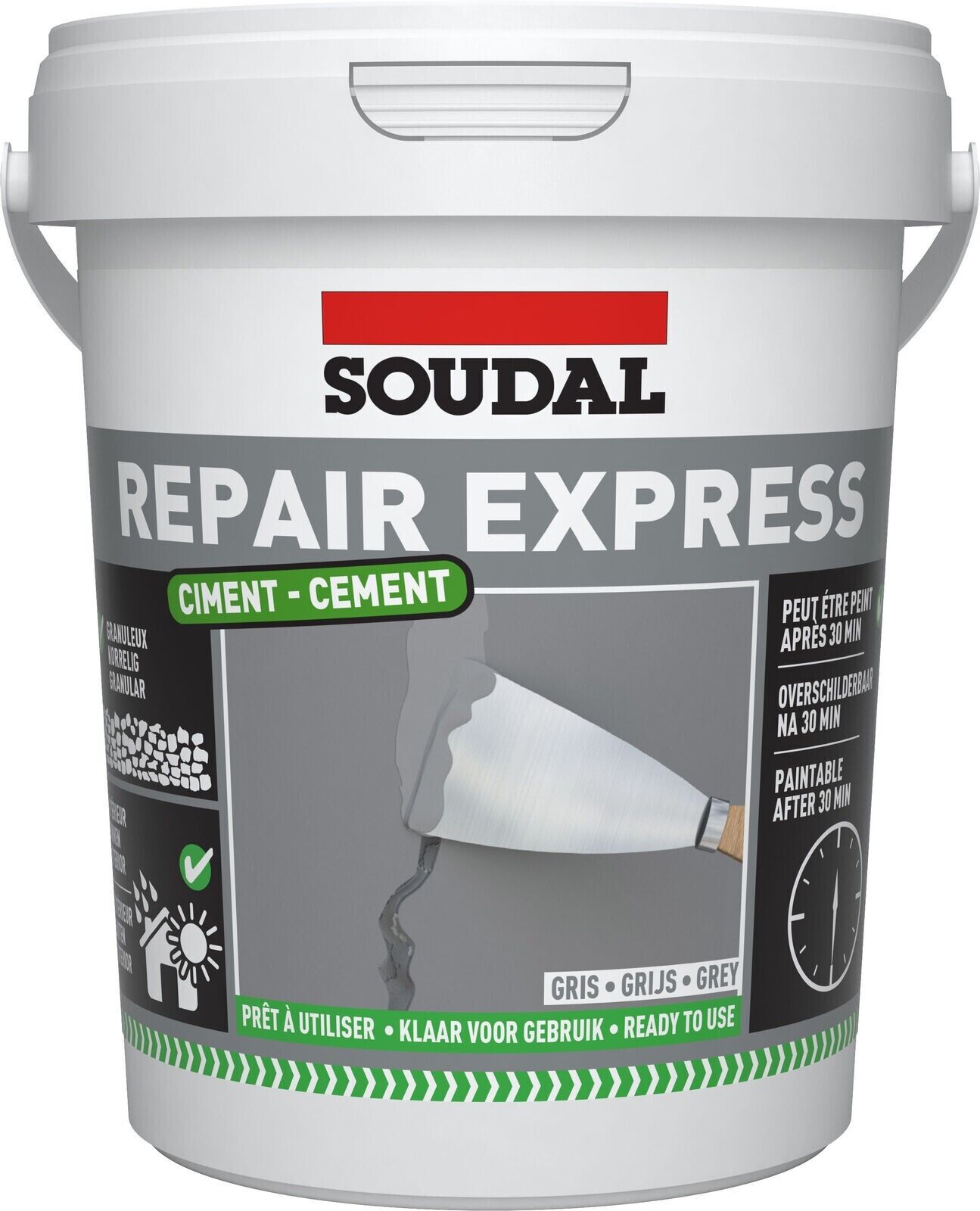 Soudal Repair Mortar Cement Ready Mix Filler Grey 900ml | Daily Supplies