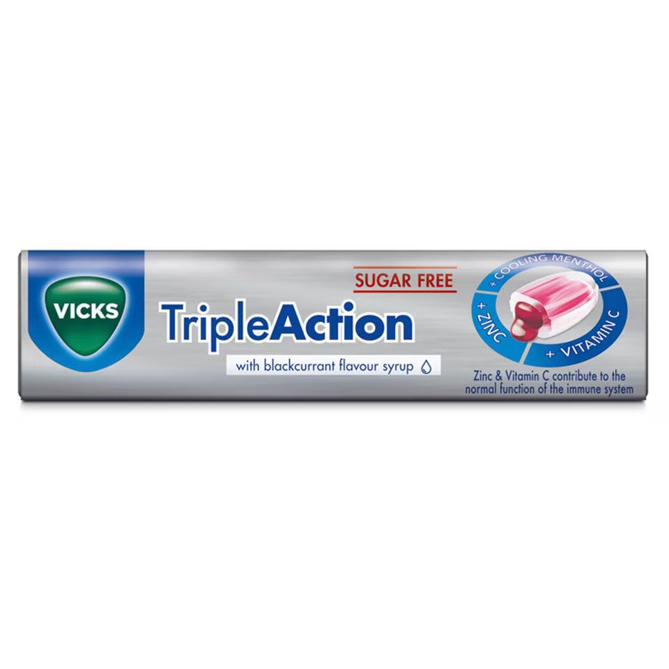 Vicks Triple Action Sugar Free Lozenges BlackCurrant 42GM | Daily Supplies