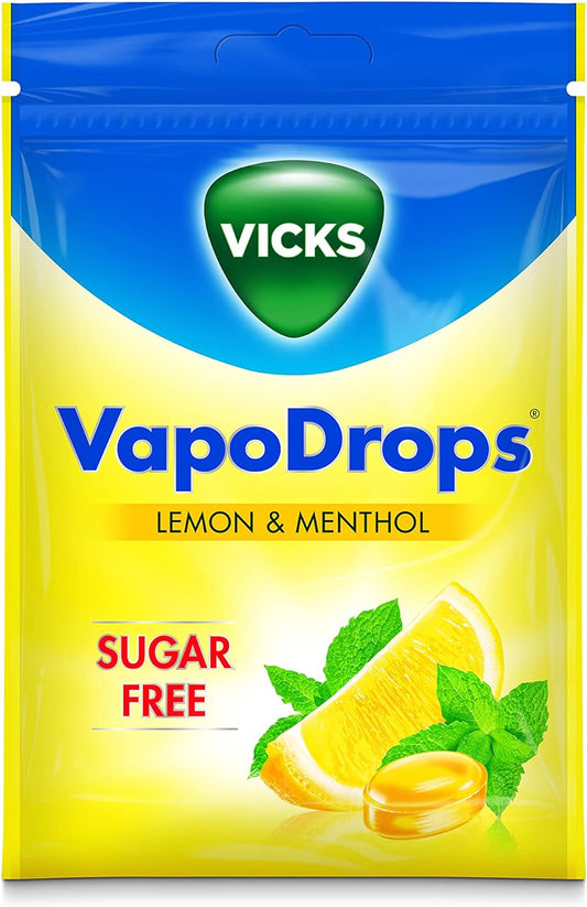 Vicks VapoDrops Sugar Free Lemon & Menthol For Cold And Flu 72g | Daily Supplies