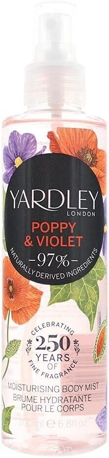 Yardley Body Mist Poppy & Violet Moisturising 200ml | Daily Supplies