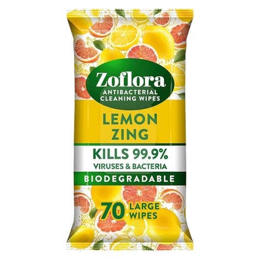 Zoflora Lemon Zing Multi-Surface Cleaning Wipes 70'S | Daily Supplies