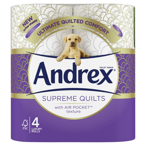 Andrex Supreme Quilts Quilted Toilet Paper - 4 Rolls | Daily Supplies