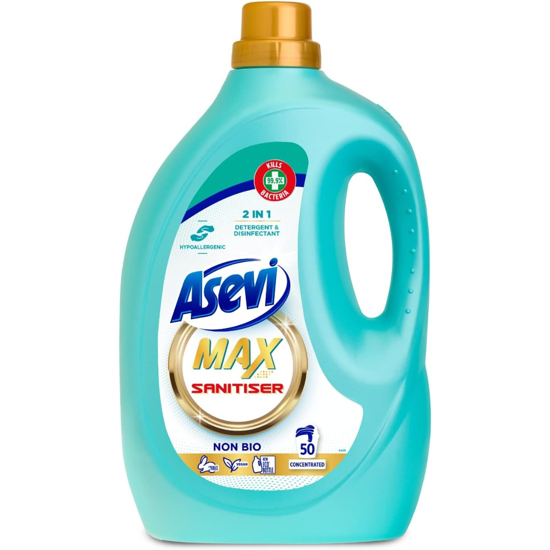 Asevi Max sanitiser hypoallergenic Laundry Detergent Washing 50 Washes 2.5L | Daily Supplies