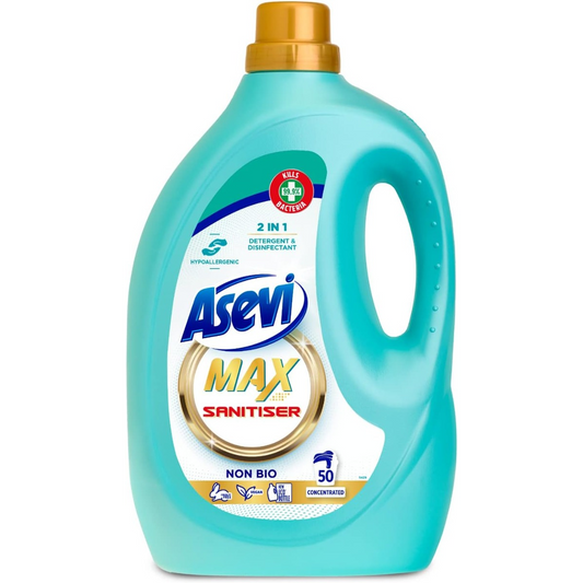 Asevi Max sanitiser hypoallergenic Laundry Detergent Washing 50 Washes 2.5L | Daily Supplies