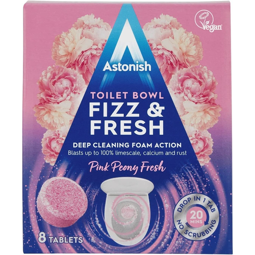 Astonish Toilet Bowl Fizz & Fresh Tabs Pink Peony Fresh 8 Tablets | Daily Supplies