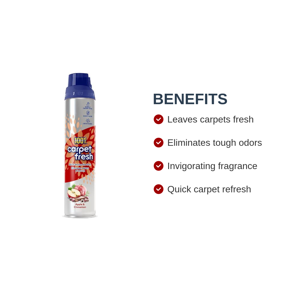 1001 Carpet Fresh Apple & Cinnamon Carpet Foam Freshener 300ml