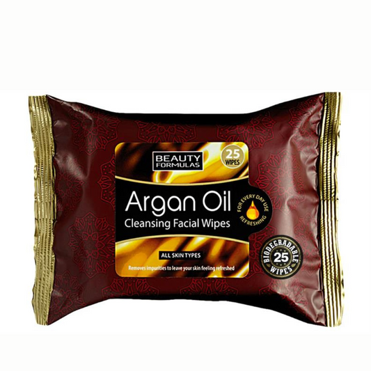 Beauty Formulas Argan Oil Cleansing Facial Wipes Pack of 25 | Daily Supplies