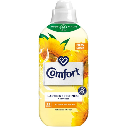 Comfort Sunshiny Days Fabric Conditioner Lasting Freshness + Softness 33 Washes 990ml | Daily Supplies