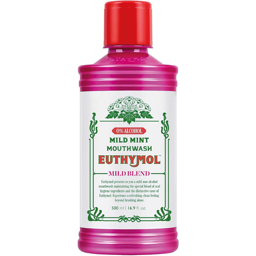 Euthymol Mouthwash Mild Mint Alcohol Free 500ml | Daily Supplies