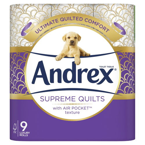 Andrex Supreme Quilts Toilet Tissue - 9 Rolls | Daily Supplies