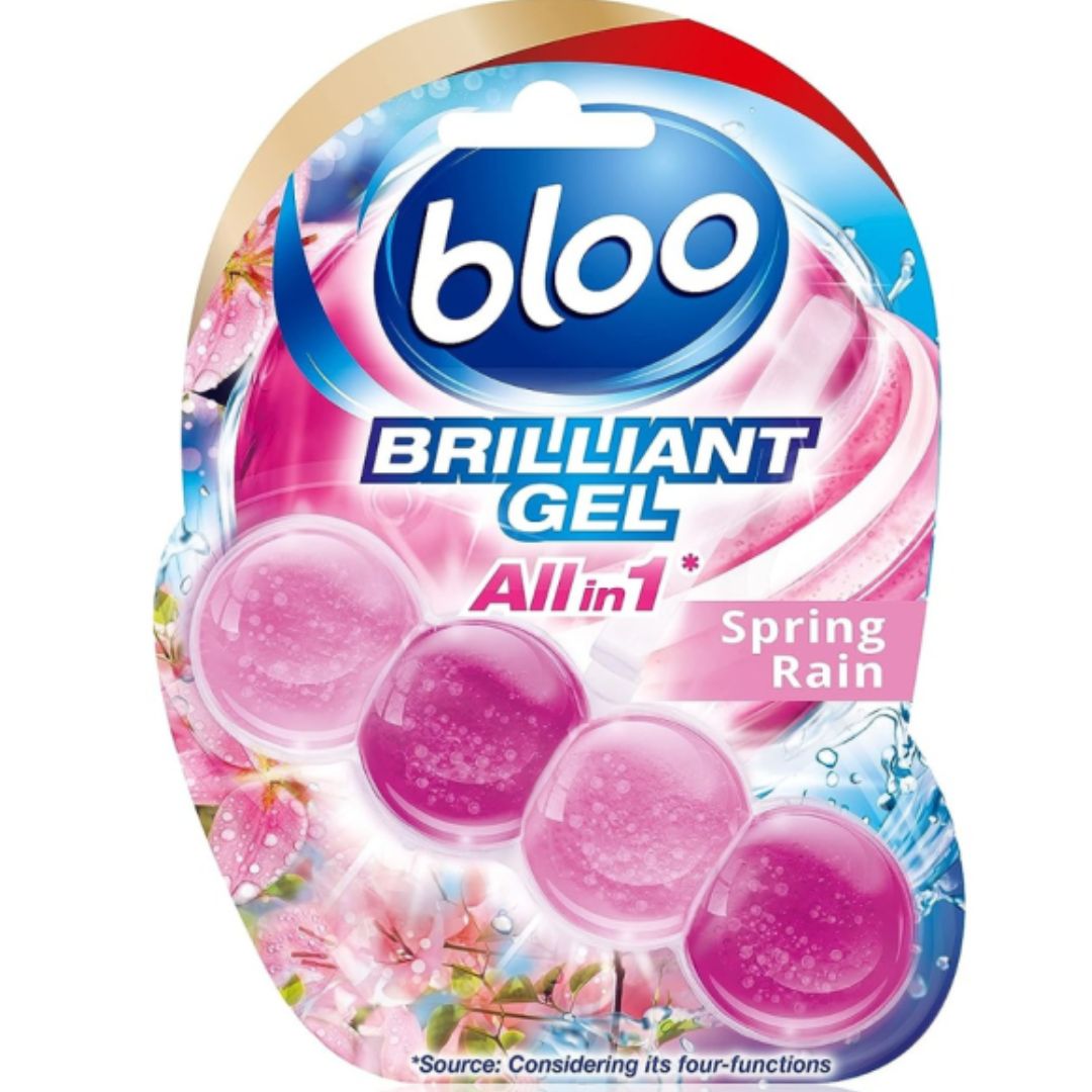 Bloo Brilliant Gel All in 1 Toilet Rim Block Cleaner Spring Rain 42g | Daily Supplies