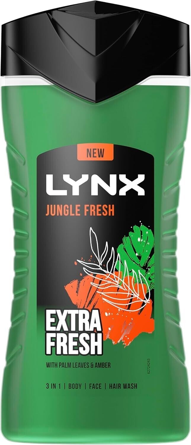 Lynx 3-in-1 Body, Face & Hair Wash Jungle Fresh Shower Gel 225ml | Daily Supplies