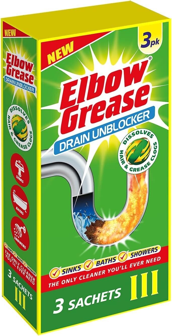 Elbow Grease Drain Unblocker Sachets 3x25g | Daily Supplies