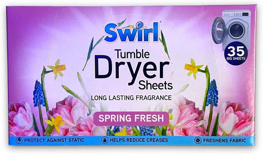 Swirl Tumble Dryer Sheet Spring Fresh Scent 35 Sheets | Daily Supplies