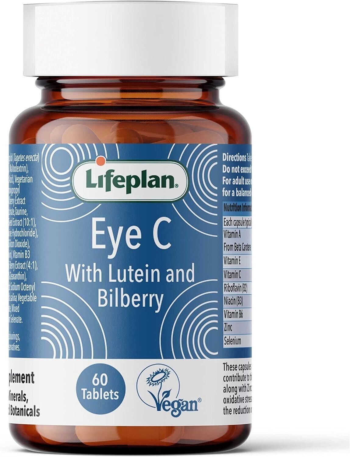 Lifeplan Eye C with Lutein, Bilberry & Zinc Capsules 60 Tablets | Daily Supplies