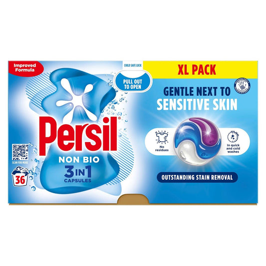 Persil 3 In 1 Laundry Detergent Capsule Non Bio Sensitive Skin 36 Capsules | Daily Supplies
