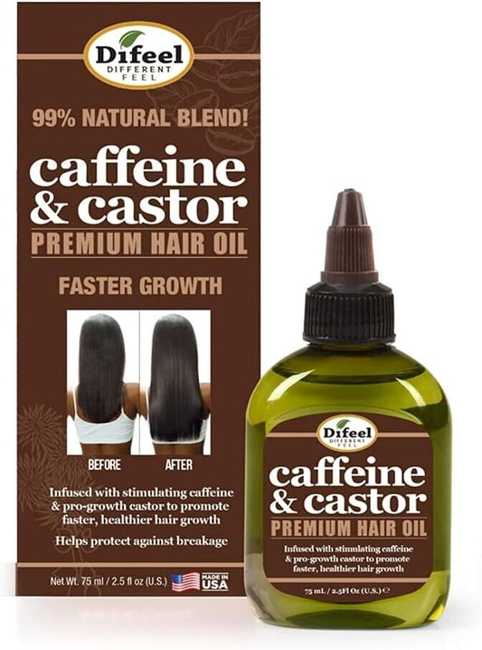 Difeel Hair Oil Caffeine & Castor Premium Oil 75ml | Daily Supplies